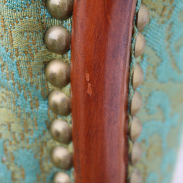 Vintage Channel Back Armchairs With Nail Head Trim and Cabriole Legs- A Pair For Sale - Image 9 of 12