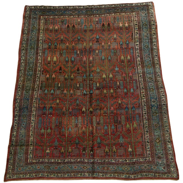 19th Century Antique Persian Bidjar Rug- 8′4″ × 12′1″ For Sale