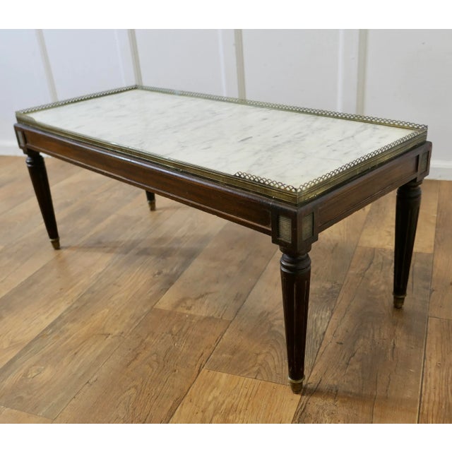 Brown French Coffee Table with Marble For Sale - Image 8 of 8