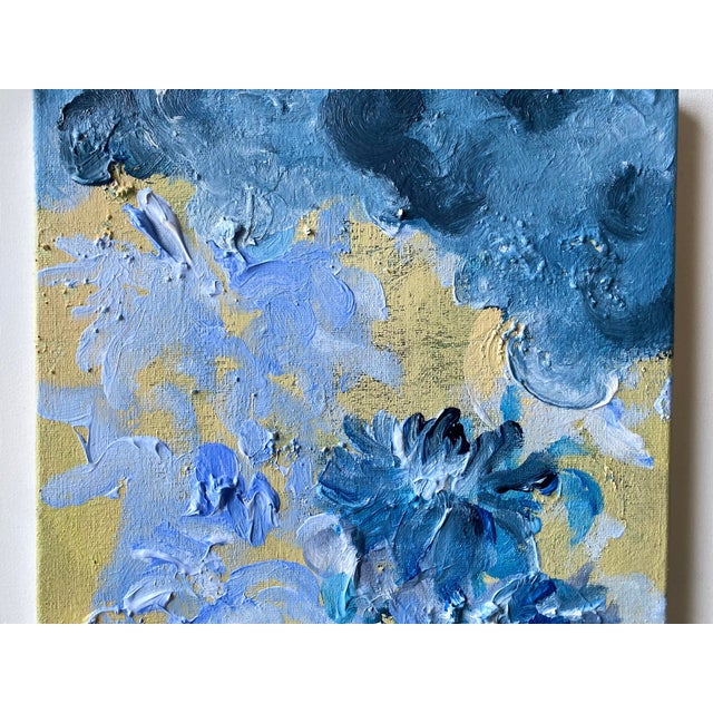 Textile Original-Jardin d'Hiver-Cloud Dahlias in Blue-Shizico Yi-British Awarded Artist-Impasto on Canvas For Sale - Image 7 of 17