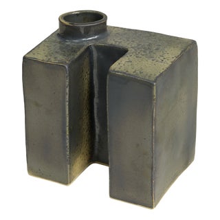 Brutalist 01 Medium Glossy Vase in Ceramic by Lentiez For Sale