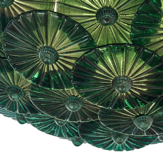 Carlo Nason Deep Teal Venetian Glass Flush Mount by Carlo Nason, Murano, Italy For Sale - Image 4 of 9