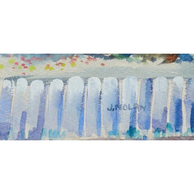 Watercolor depicting the First Church of Christ Congregational in Milford, Connecticut by J. Nolan of Providence, Rhode...