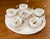 RARE vintage white agate tray and set of 6 tea cups, saucers, and gold spoons with delicate roses on the end, most likely...