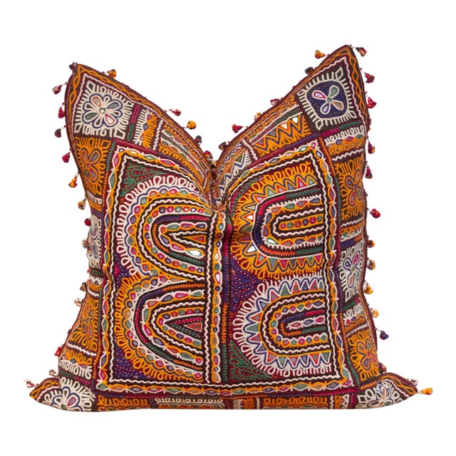 Keya Rajasthani Embroidered Decorative Pillow For Sale