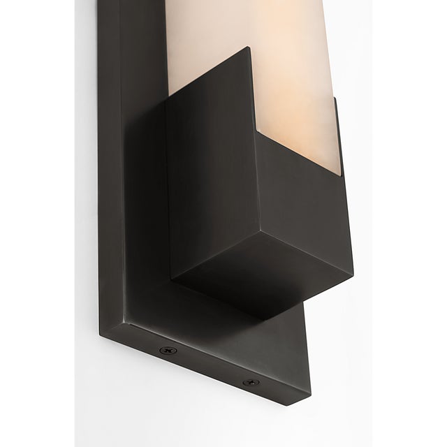 Modern Kelly Wearstler for Visual Comfort Signature Covet 16" Bracketed Bath Light in Bronze with Alabaster For Sale - Image 3 of 8