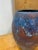 Abstract Mid 20th Century Textured Raku Copper Metallic Glazed Blue Ceramic Vessel For Sale - Image 3 of 3
