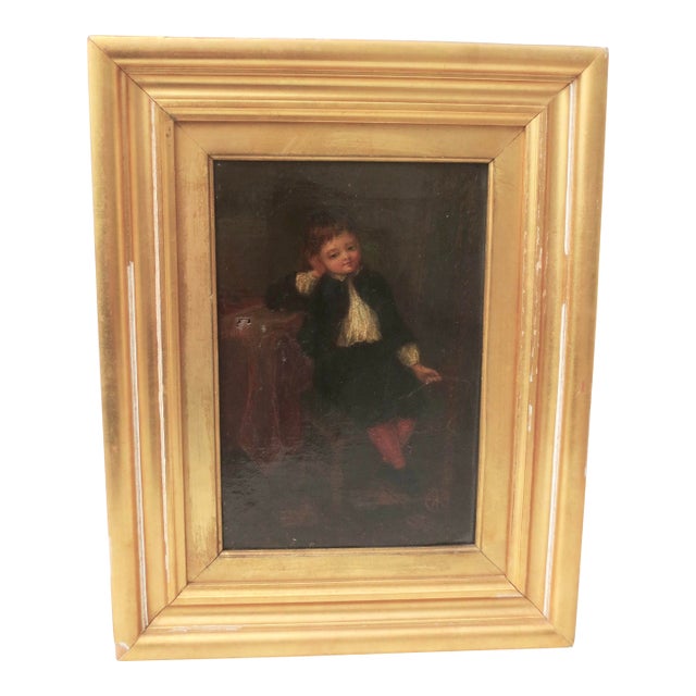 Painting of a Child Late 19th Oil on Canvas For Sale