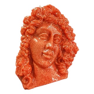 Victorian Carved 19th Century Natural Red Coral Sterling Silver Pendant For Sale