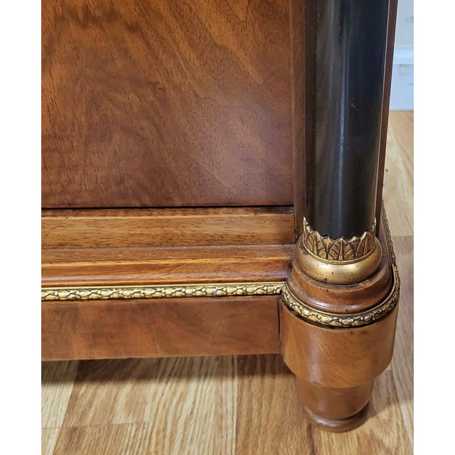 19th C French Walnut Ebony & Bronze Empire Curio Vitrine Bookcase For Sale - Image 16 of 18