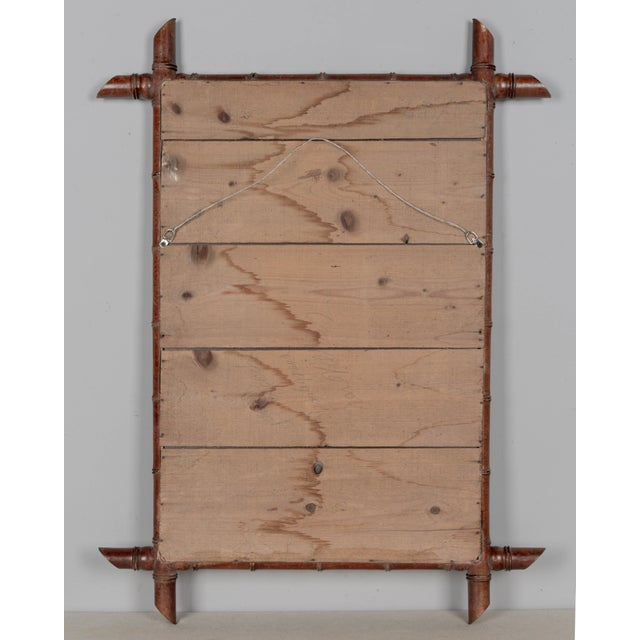 French Faux Bamboo Cherry Wood Mirror 27.5" X 37" For Sale In Orlando - Image 6 of 6