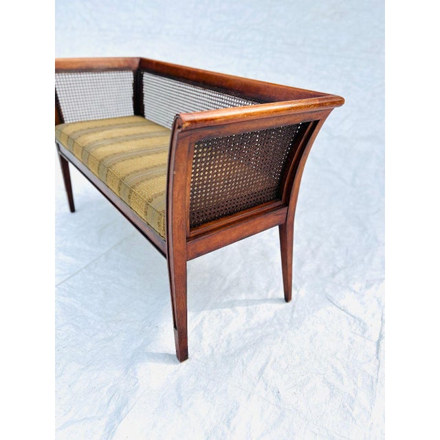 Vintage , Midcentury Style Cane Back Bench For Sale - Image 4 of 7