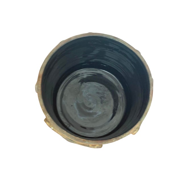 1970s Vintage 1970s Tromp l'Oeil Tasseled Gold Pottery Indoor/ Outdoor Planter -Made in Italy For Sale - Image 5 of 12