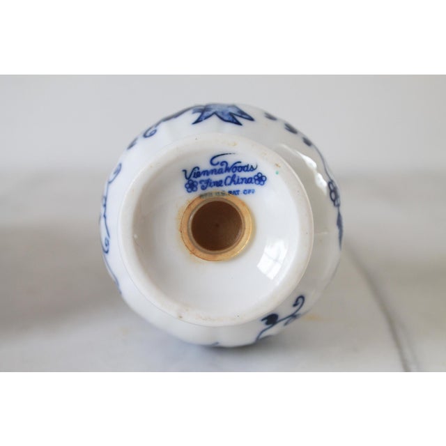 Vintage Blue & White Ceramic Salt & Pepper Shakers For Sale - Image 4 of 5