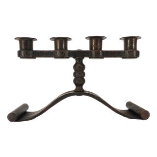 Four-Light Wrought Iron Candleholder by Charles Piguet, Switzerland, 1930 For Sale