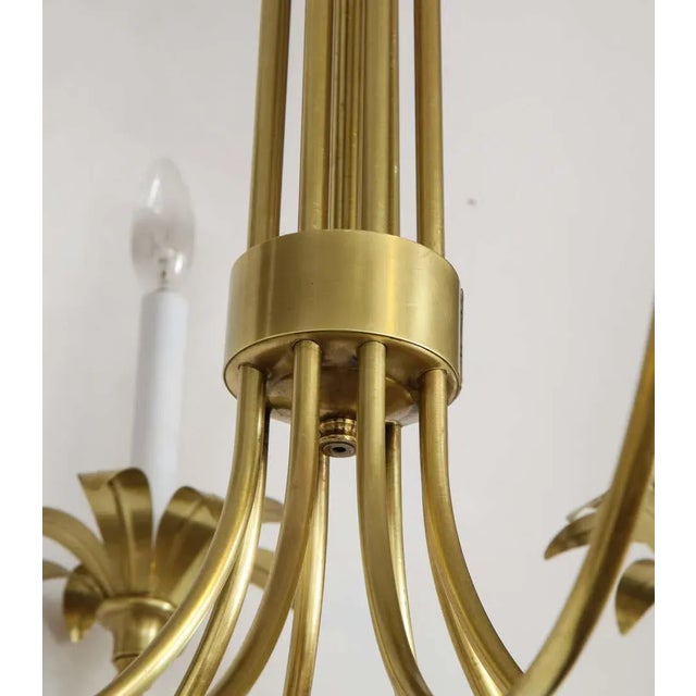 Brass 1950s Eight-Arm Italian Solid Brass Flower Chandelier For Sale - Image 8 of 13