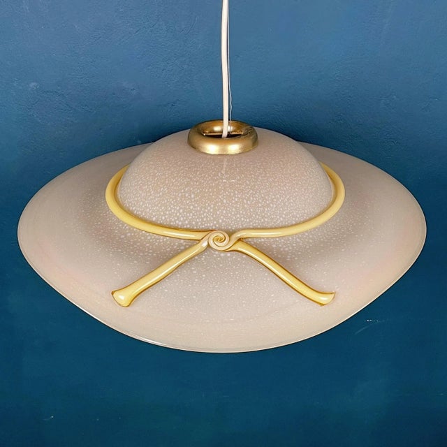 1970s Murano Pendant Lamp in Shape of Wide Brim Hat, Italy, 1970s For Sale - Image 5 of 17
