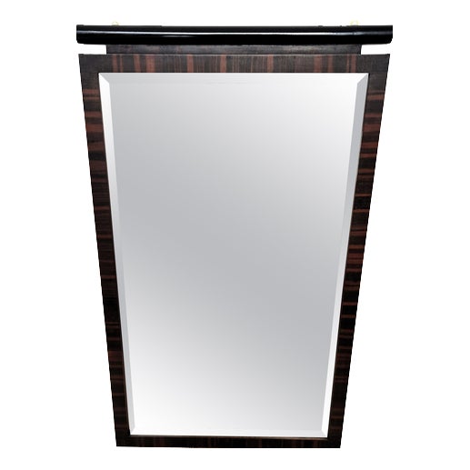 Italian Art Deco Walnut Burl Wall Mirror, 1950s For Sale