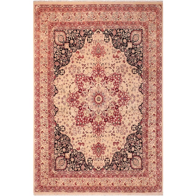 Art Nouveau Medallion 1990's Pak-Persian Tan/Red Wool Rug - 8'2'' X 10'7'' For Sale - Image 9 of 9