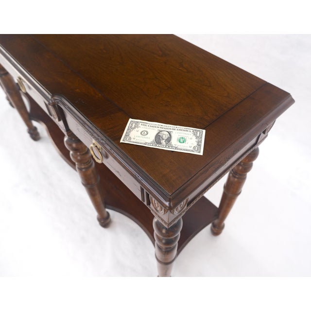 Brown Spanish Colonial Style 3 Drawers 60" Wide Console Table Credenza Brass Pulls For Sale - Image 8 of 16