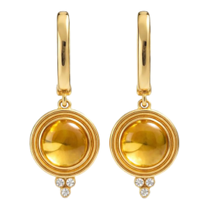 Vintage Inspired Citrine and Colorless Topaz Drop Earrings Silver, Gold, A Pair
