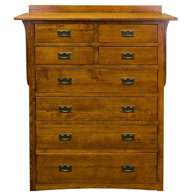 Mission Quarter Sawn Oak 8 Drawer Dresser For Sale - Image 4 of 7