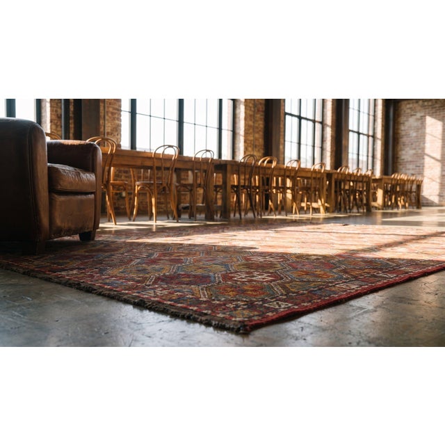 1900s Multi Diamond Tribal Antique Caucasian Verneh Flat-Weave 5'8" X 8' Rug Wool Carpet For Sale - Image 12 of 12
