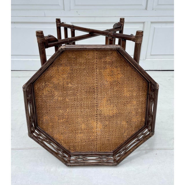 1970's McGuire San Francisco Rattan Folding Tray Table For Sale - Image 11 of 12