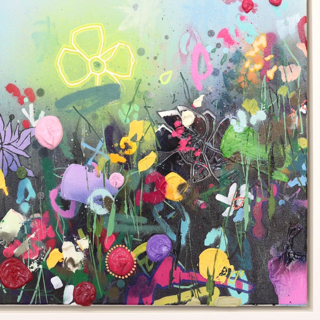 Abstract Soft Summer - Large Contemporary Abstract Textured Cool Tone Landscape Original Artwork by Lee Herring For Sale - Image 3 of 8