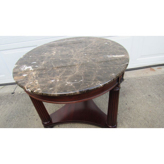 Traditional Henkel Harris Mahogany Empire Rare Marble End Table For Sale - Image 3 of 6