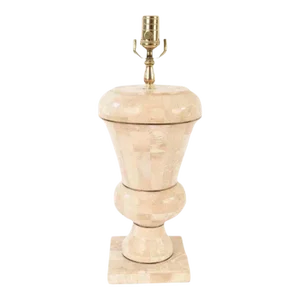 Late 20th Century Maitland Smith Tesselated Stone Table Lamp, Brass Accent, Square Base