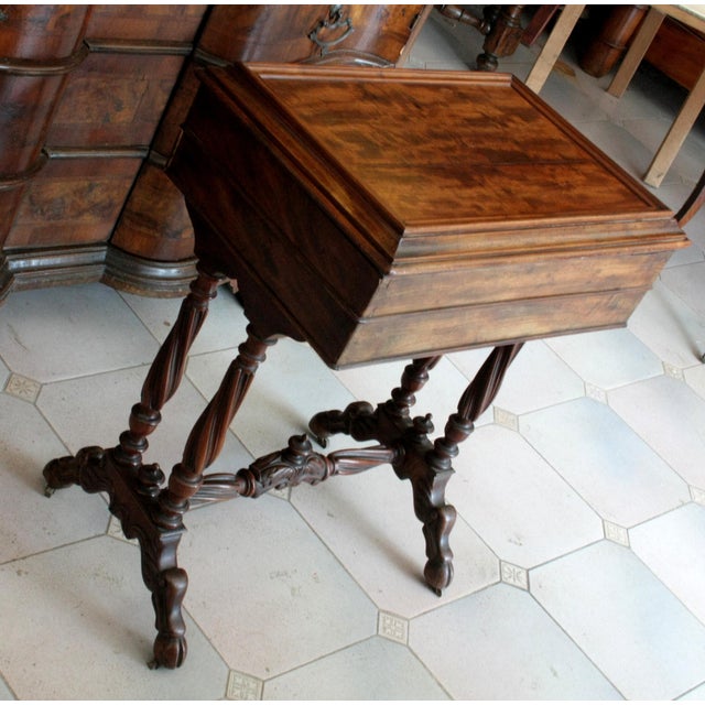 Vintage Classic French Mahogany Sewing Desk For Sale - Image 9 of 18
