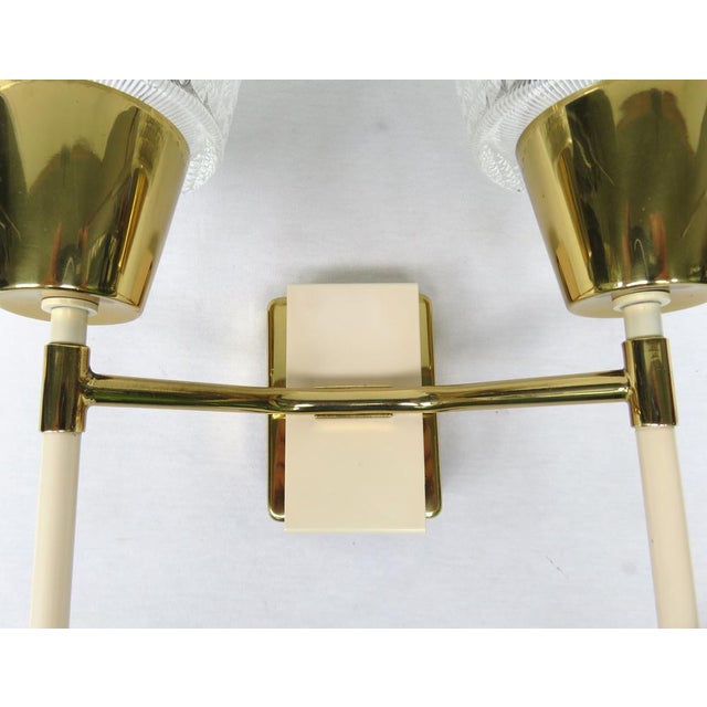 Wall Lights in Brass and Beige, 1950s, Set of 2 For Sale - Image 16 of 18