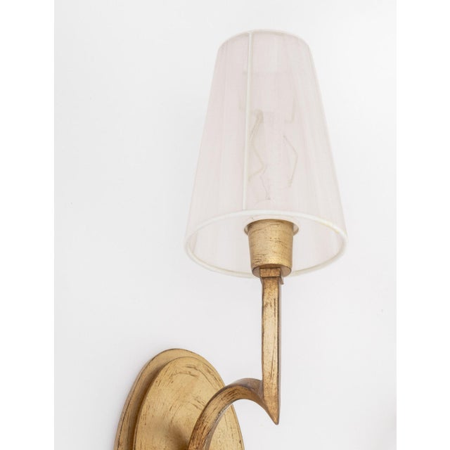 Contemporary Hollywood Regency Style Gilt Wall Sconces, Pair For Sale - Image 3 of 9