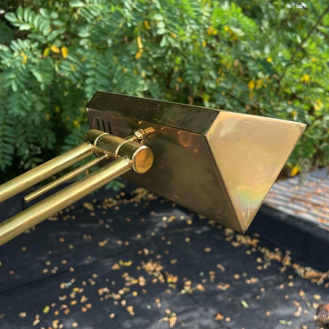 1970s Vintage Adjustable Brass Reading Floor Lamp with Dimmer For Sale - Image 5 of 17