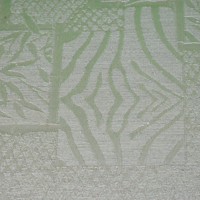 Late 20th Century Upholstered Fretwork Rattan Bench For Sale - Image 5 of 5