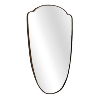 Vintage Italian Wall Mirror with Brass Frame in the style of Gio Ponti, 1960s For Sale