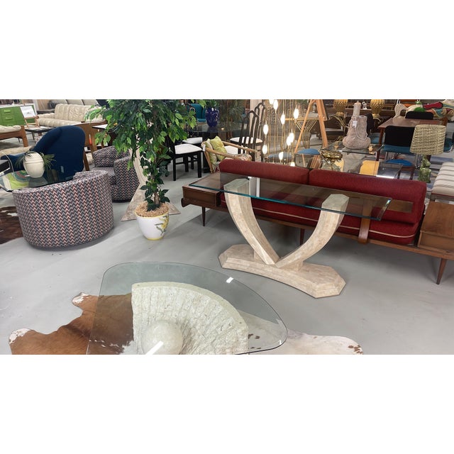 Alabaster Robert Marcius for Maitland Smith Arched Tessellated Stone Console Table For Sale - Image 8 of 13