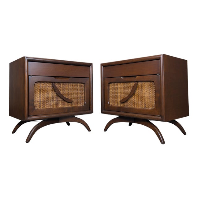Pair of Sculptural Mid Century Modern Nightstands, C1960s For Sale