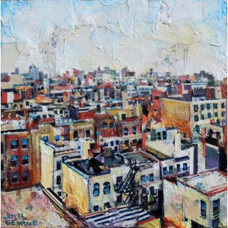 Classic Strategy Board Game by Josh George | Mixed Media Rooftop Cityscape For Sale