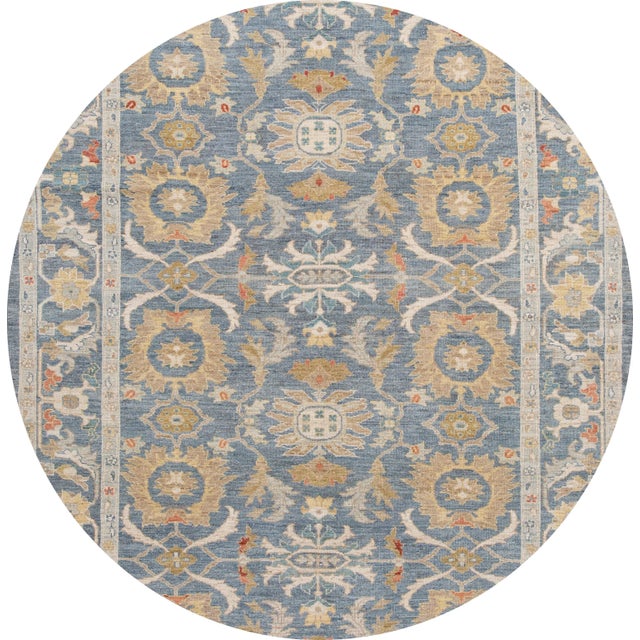 Blue Contemporary Sultanabad Wool Rug With Allover Design For Sale - Image 10 of 11
