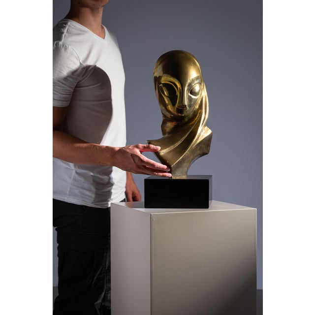 Black After Brancusi, Modernist Bust, 1970s, Brass For Sale - Image 8 of 18