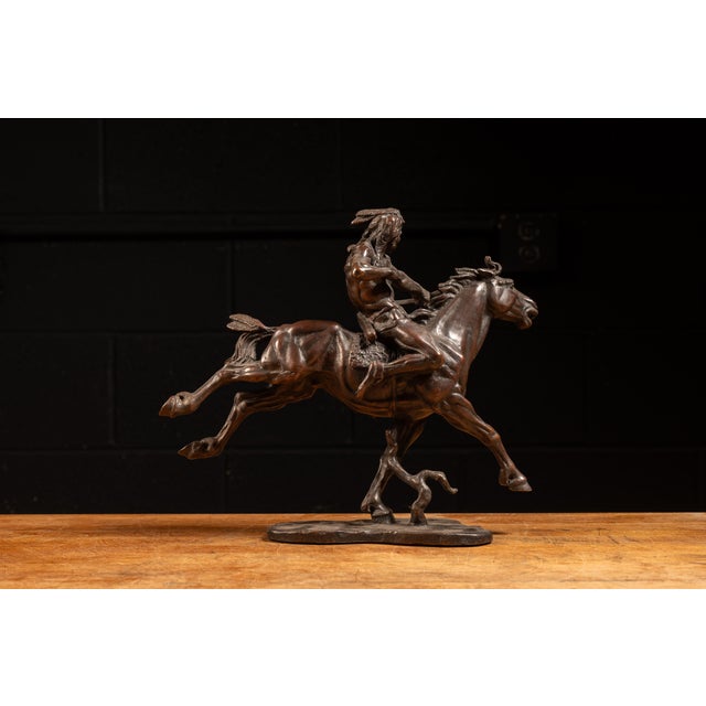 Native American Late 20th Century John Barney Weaver Franklin Mint Native American Horseback Sculpture For Sale - Image 3 of 10