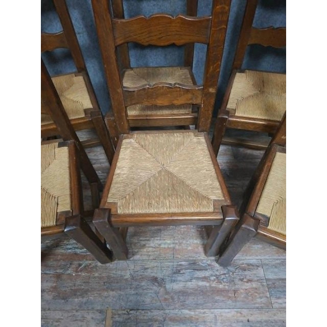 French Rustic Chairs in Wood, 20th Century, Set of 6 For Sale - Image 5 of 6