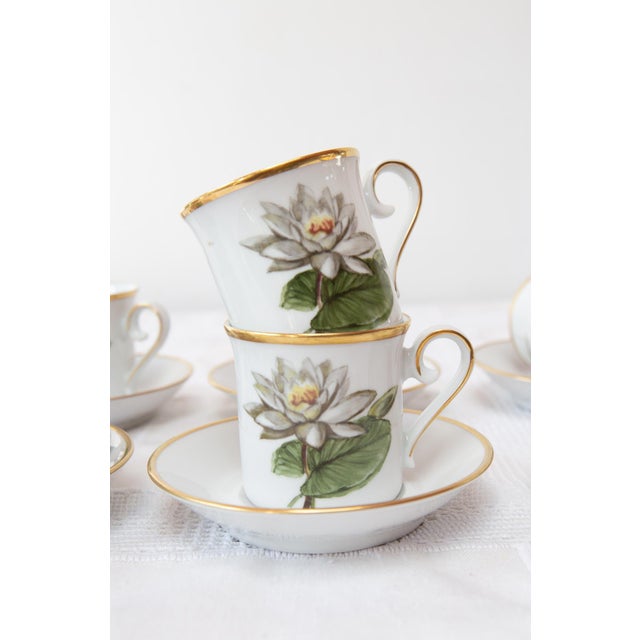 Swedish White Water Lily Coffee Cups for 8, 1970s, Set of 16 For Sale - Image 4 of 7