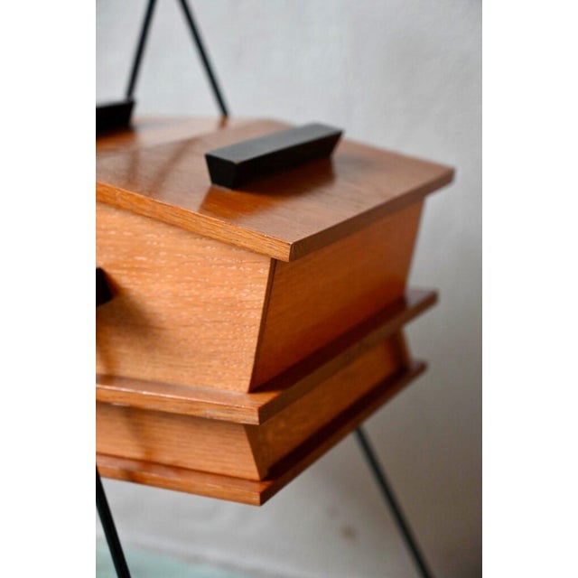 French Sewing Box with Compass Feet, 1960s For Sale - Image 6 of 16