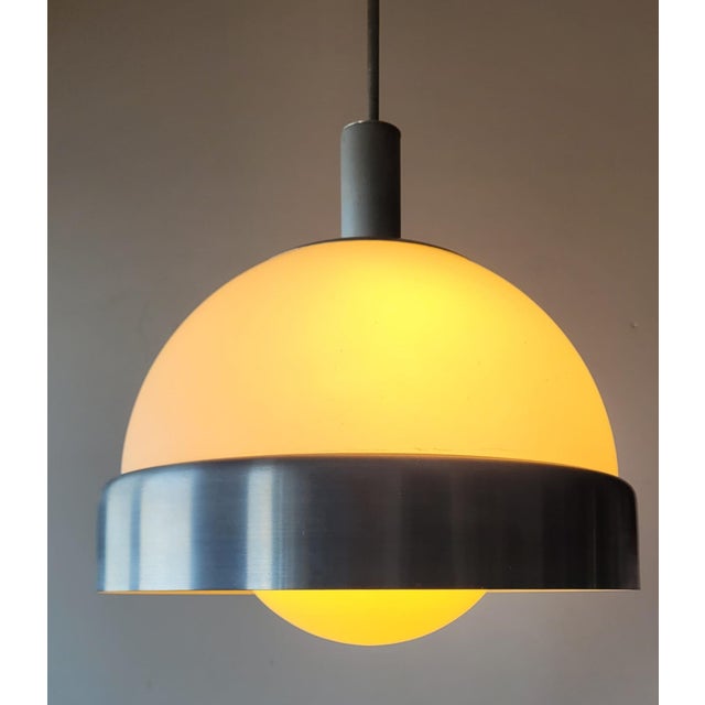 Opal Glass and Metal Chandelier by Pia Guidetti Crippa for Lumi, Italy, 1970s For Sale - Image 10 of 12