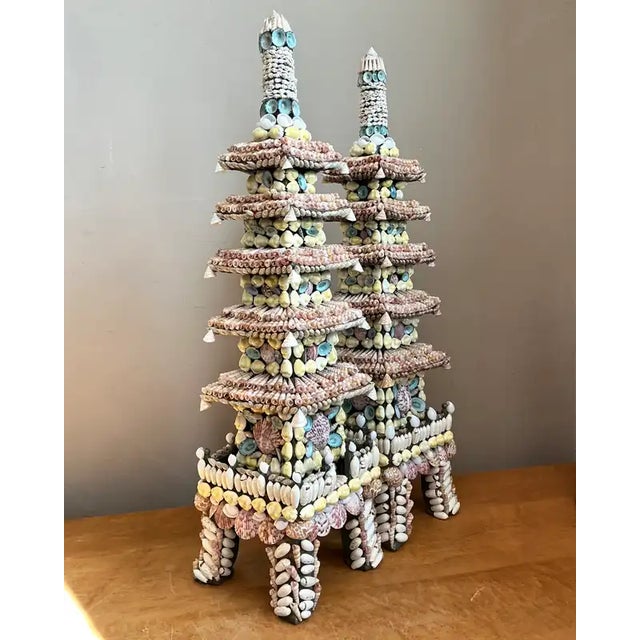 Vintage Shell Encrusted Pagodas - A Pair For Sale - Image 11 of 12