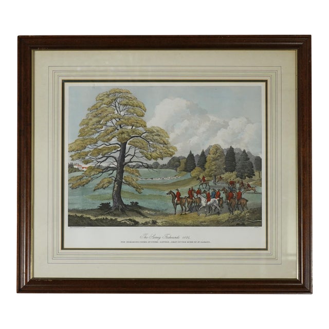 Hunt Scene Engraving of the Surrey Fox Hounds 1824 For Sale