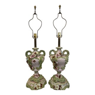Mid 20th Century Italian Floral Lamps - a Pair For Sale
